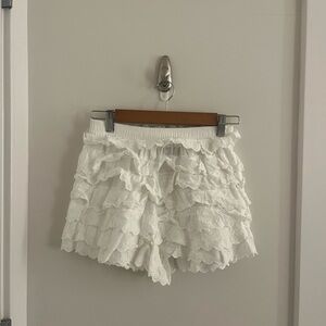Lulu's White Lace High Waist Shorts